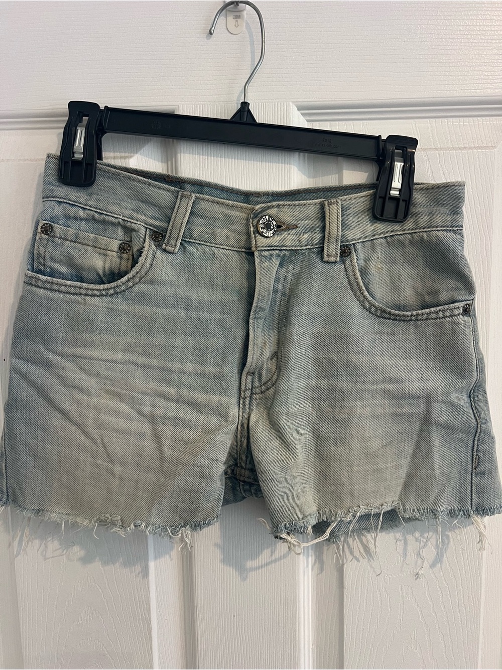 Levi's Light Blue Frayed Hem Denim Cut Off Shorts
